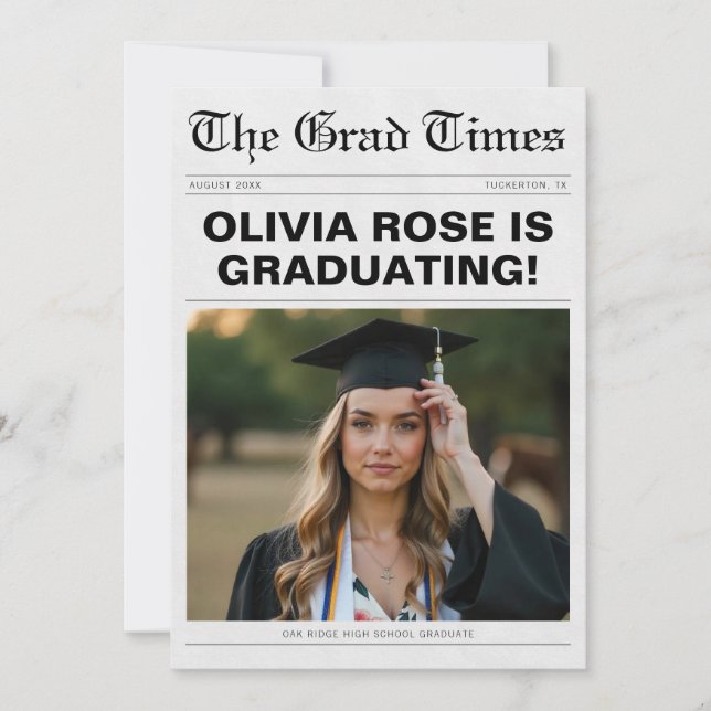 Trendy Modern Newspaper Graduation Announcement (Front)