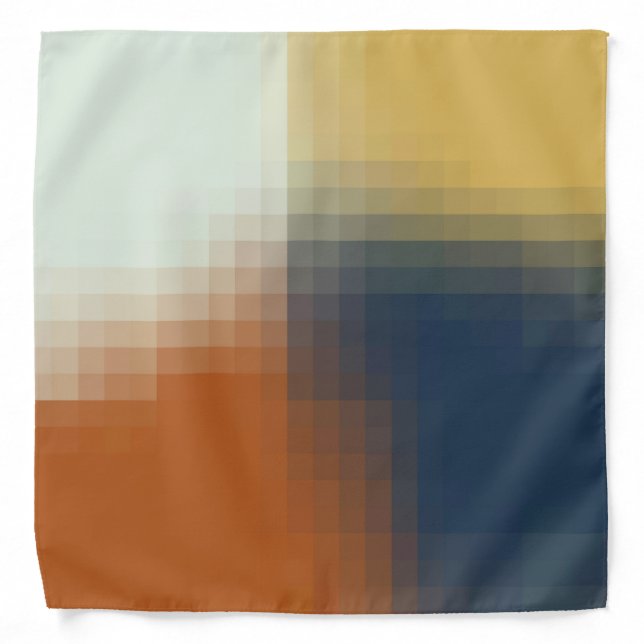 Trendy Modern Orange Blue Yellow Beige Pattern Bandana (Front)