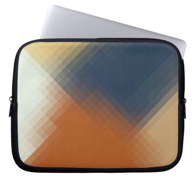 Trendy Modern Orange Blue Yellow Beige Pattern Laptop Sleeve (Front)