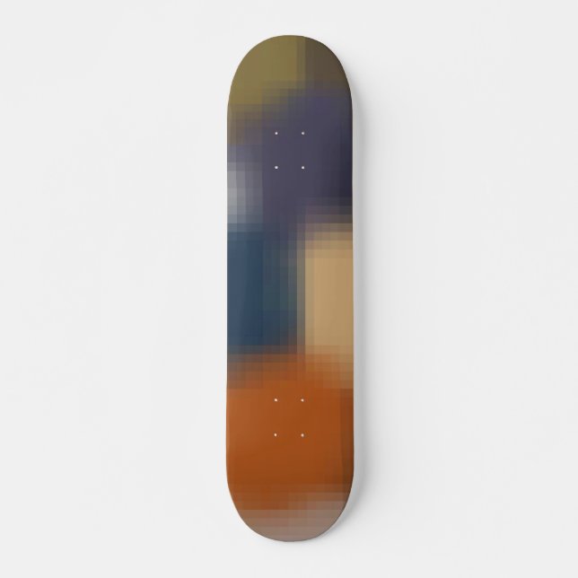 Trendy Modern Orange Blue Yellow Beige Pattern Skateboard (Front)