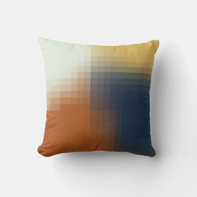 Trendy Modern Orange Blue Yellow Beige Pattern Throw Pillow (Front)