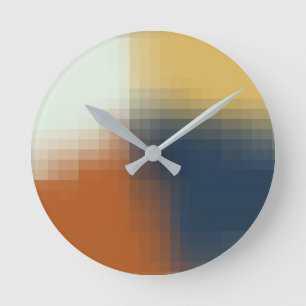 Trendy Modern Orange Blue Yellow Unique Pattern Round Clock