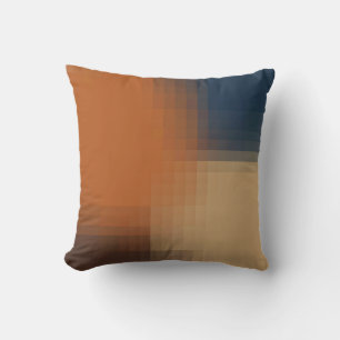 Trendy Modern Orange Brow Blue Beige Pattern Throw Pillow