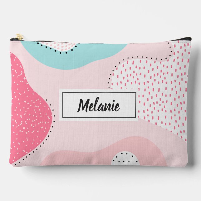 Trendy Modern Pastel Abstract Personalised Accessory Pouch (Front)