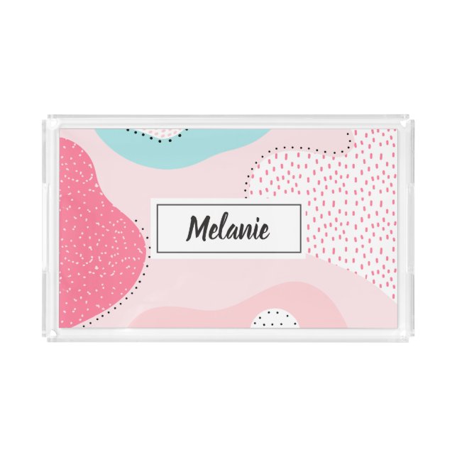 Trendy Modern Pastel Abstract Personalised Acrylic Tray (Front)