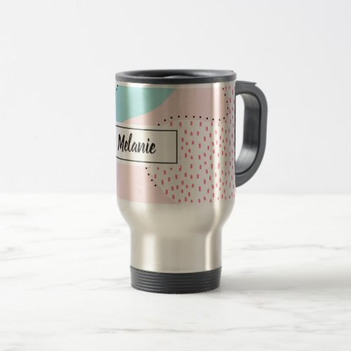 Trendy Modern Pastel Abstract Personalised Travel Mug