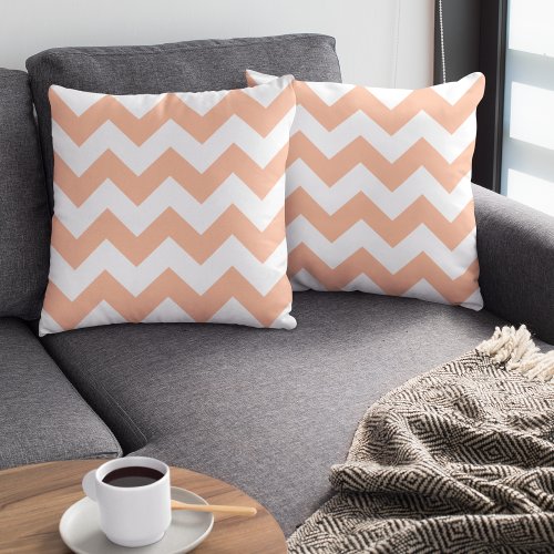 Trendy Modern Pastel Peach Chevron Throw Pillow