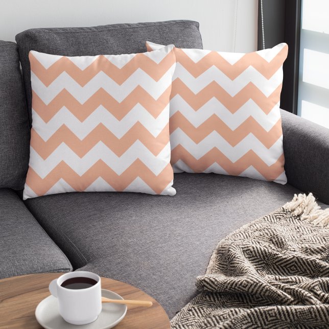 Trendy Modern Pastel Peach Chevron Throw Pillow (Creator Uploaded)