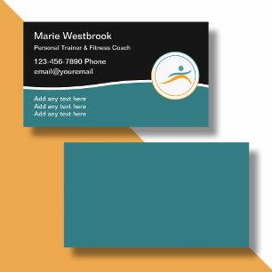 Trendy Modern Personal Fitness Coach Business Card