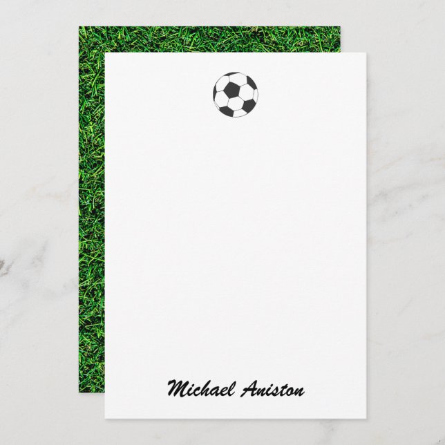 Trendy Modern Personalized  Soccer Ball            Holiday Card (Front/Back)