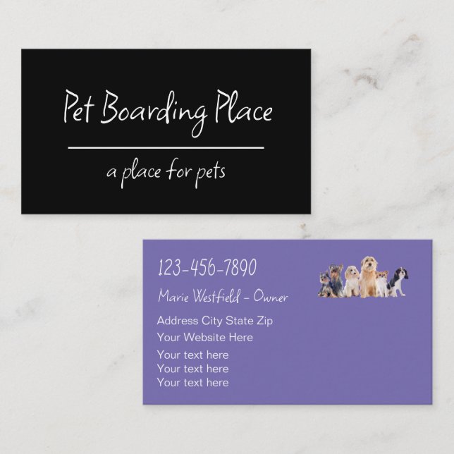Trendy Modern Pet Boarding Business Cards (Front/Back)
