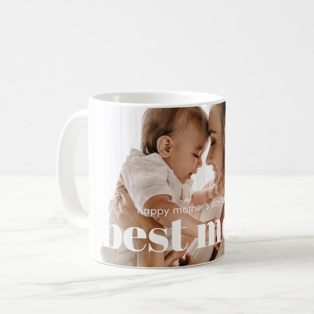 Trendy Modern Photo Best Mom Ever  Coffee Mug (Front Left)
