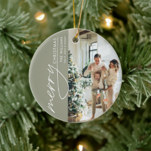 Trendy Modern Photo Christmas Ceramic Ornament