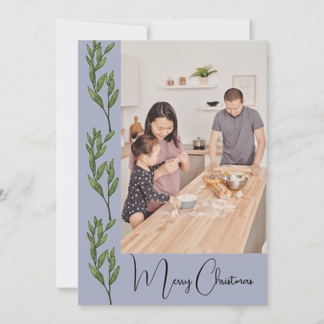 Trendy Modern Photo Christmas Holiday Card (Front)