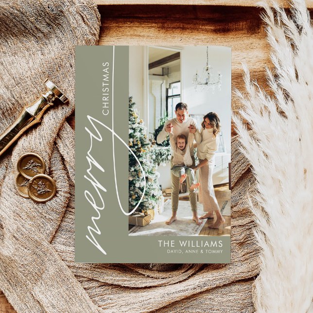 Trendy Modern Photo Christmas Holiday Postcard (Creator Uploaded)