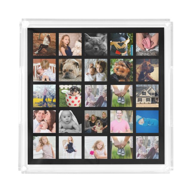 Trendy Modern Photo Collage Acrylic Tray (Front)