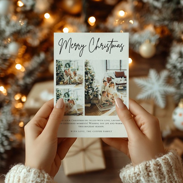 Trendy Modern Photo Collage Christmas Holiday Card (Creator Uploaded)