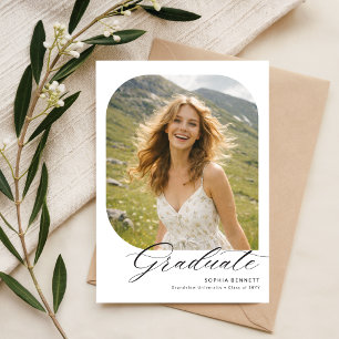 Trendy Modern Photo Collage Graduation Invitation Postcard