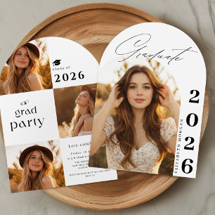 Trendy Modern Photo Collage Graduation Party Invitation