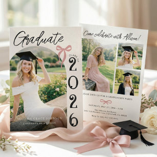 Trendy Modern Photo Graduation Invitation
