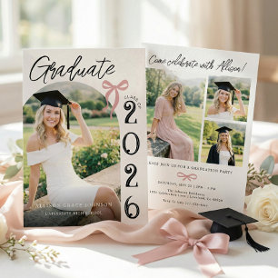 Trendy Modern Photo Graduation Invitation