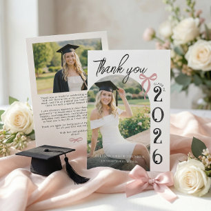 Trendy Modern Photo Graduation Thank You Card