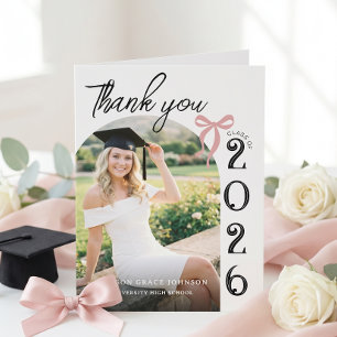 Trendy Modern Photo Graduation Thank You Card