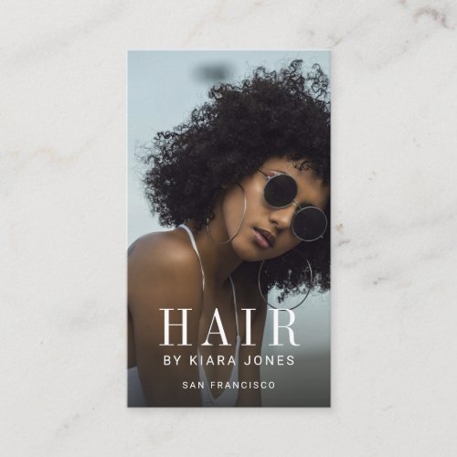 Trendy Modern Photo Hair Stylist Business Card