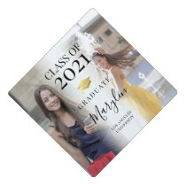 Trendy Modern Photo Name Graduation Cap Topper Trendy Modern Photo Name Graduation Cap Topper