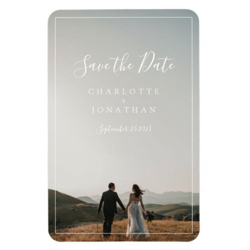 Trendy Modern Photo Wedding Save the Date Magnet