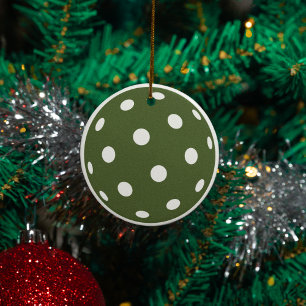 Trendy Modern Pickleball Green Christmas Holiday Ornament