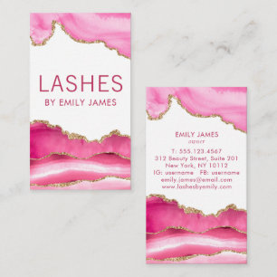 Trendy Modern Pink Agate Lash Extensions Beauty Business Card
