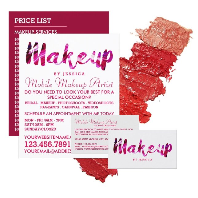 Trendy Modern Pink Makeup Artist Business Card (Creator Uploaded)