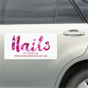 Trendy Modern Pink Nail Technician Car Magnet