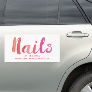Trendy Modern Pink Nail Technician Car Magnet