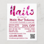 Trendy Modern Pink Nail Technician, Nail Salon Flyer<br><div class="desc">Trendy Modern Pink Nail Technician,  Nail Salon Advertising Flyers By The Business Card Store.</div>