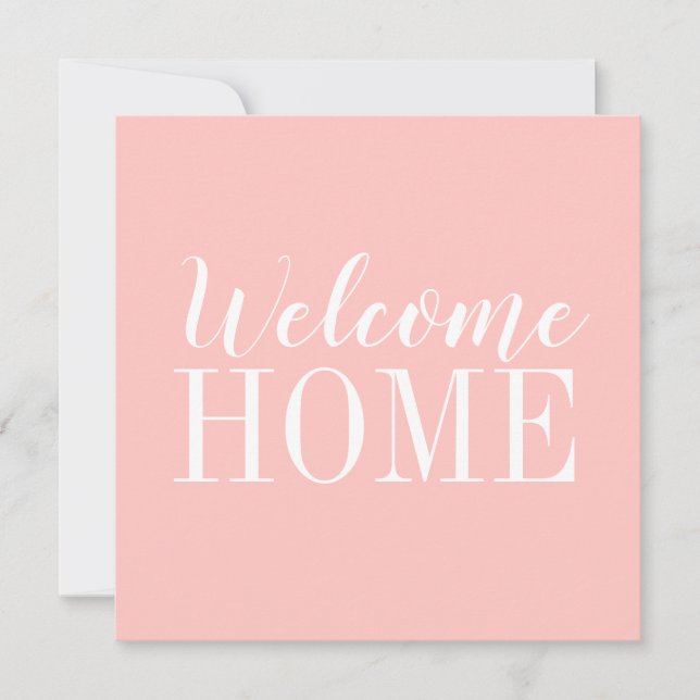 Trendy modern pink welcome home greeting card (Front)