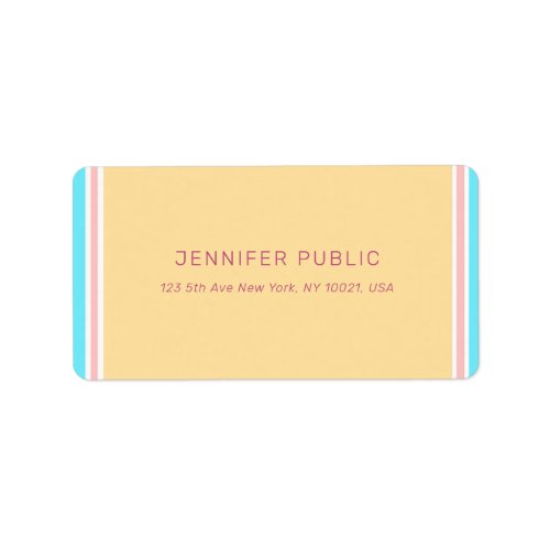 Trendy Modern Pink Yellow Blue Template Address Label