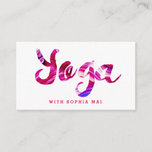 Trendy Modern Pink Yoga Instructor Business Card