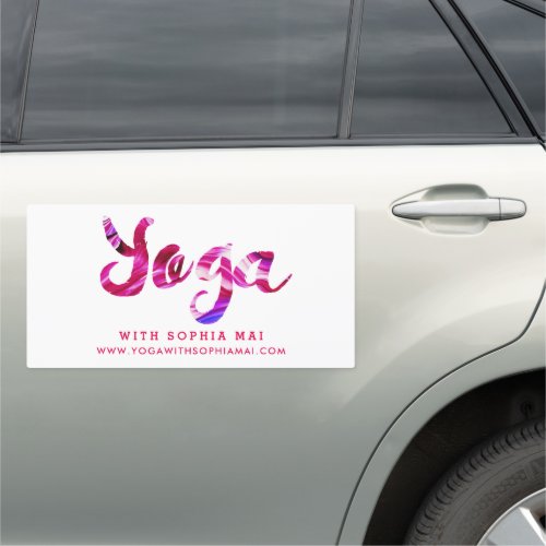 Trendy Modern Pink Yoga InstructorClasses Car Magnet