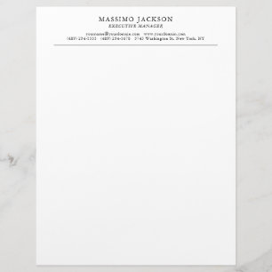 Trendy Modern Plain Black & White Professional Letterhead