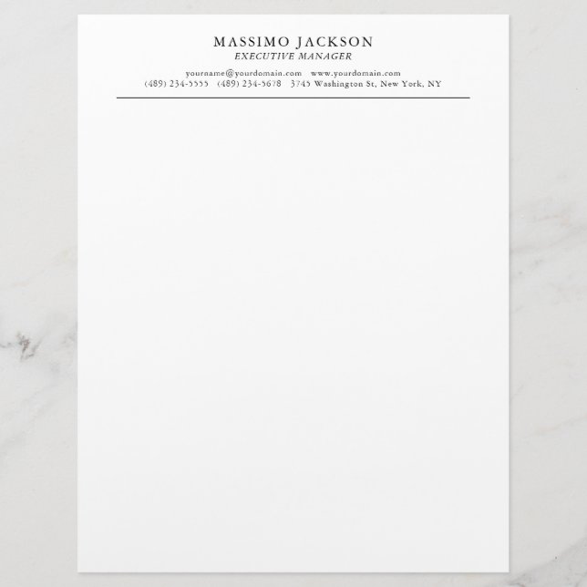 Trendy Modern Plain Black & White Professional Letterhead (Front)