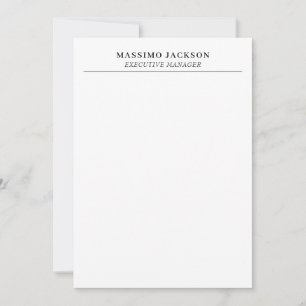 Trendy Modern Plain Black & White Professional Note Card
