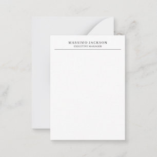 Trendy Modern Plain Black & White Professional Note Card