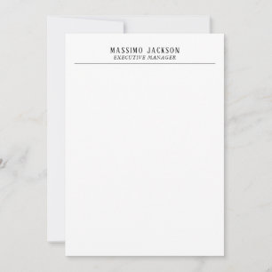 Trendy Modern Plain Black & White Professional Note Card