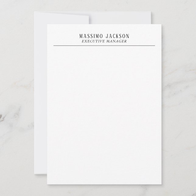 Trendy Modern Plain Black & White Professional Note Card (Front)
