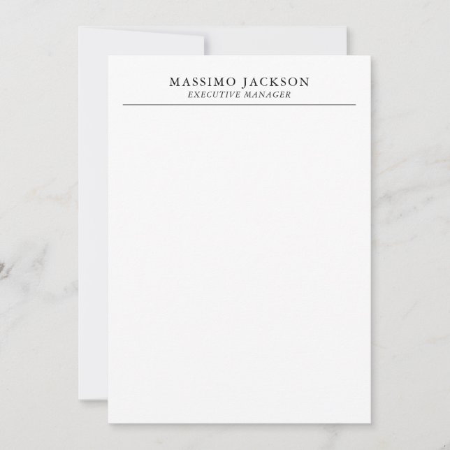 Trendy Modern Plain Black & White Professional Note Card (Front)
