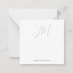 Trendy modern plain simple handwriting monogram note card