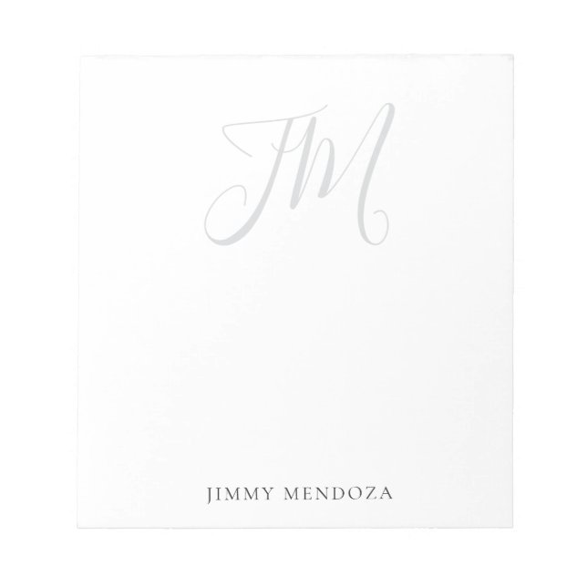 Trendy modern plain simple handwriting monogram notepad (Front)