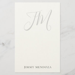 Trendy modern plain simple handwriting monogram stationery